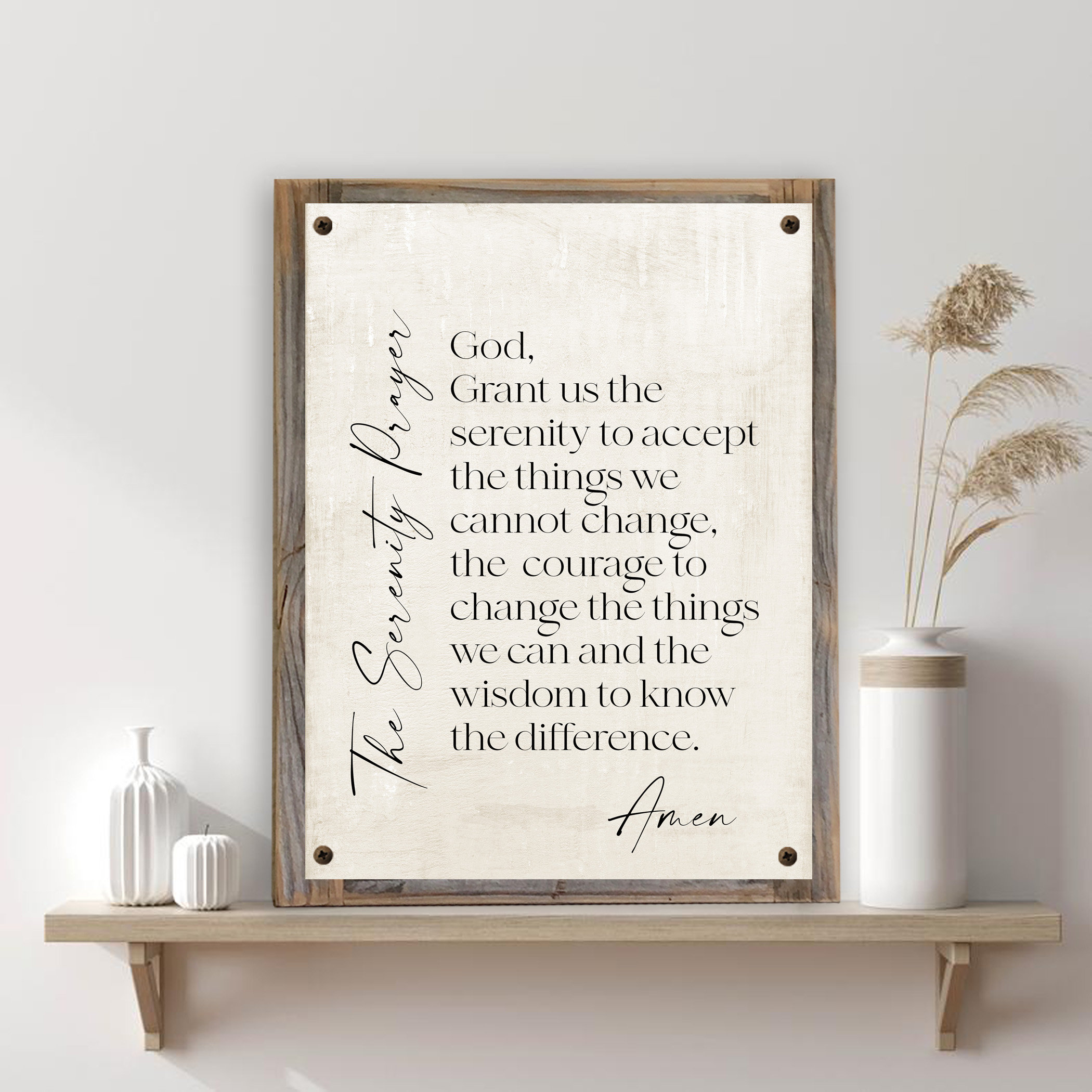 Serenity Prayer We Version Metal Print on Reclaimed Wood Frame