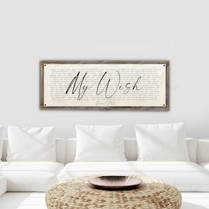 My Wish Lyrics Metal Print on Reclaimed Wood Frame-Above Couch Sign-Lyrics Wall Art-Custom Song Lyrics-Song Lyric Decor