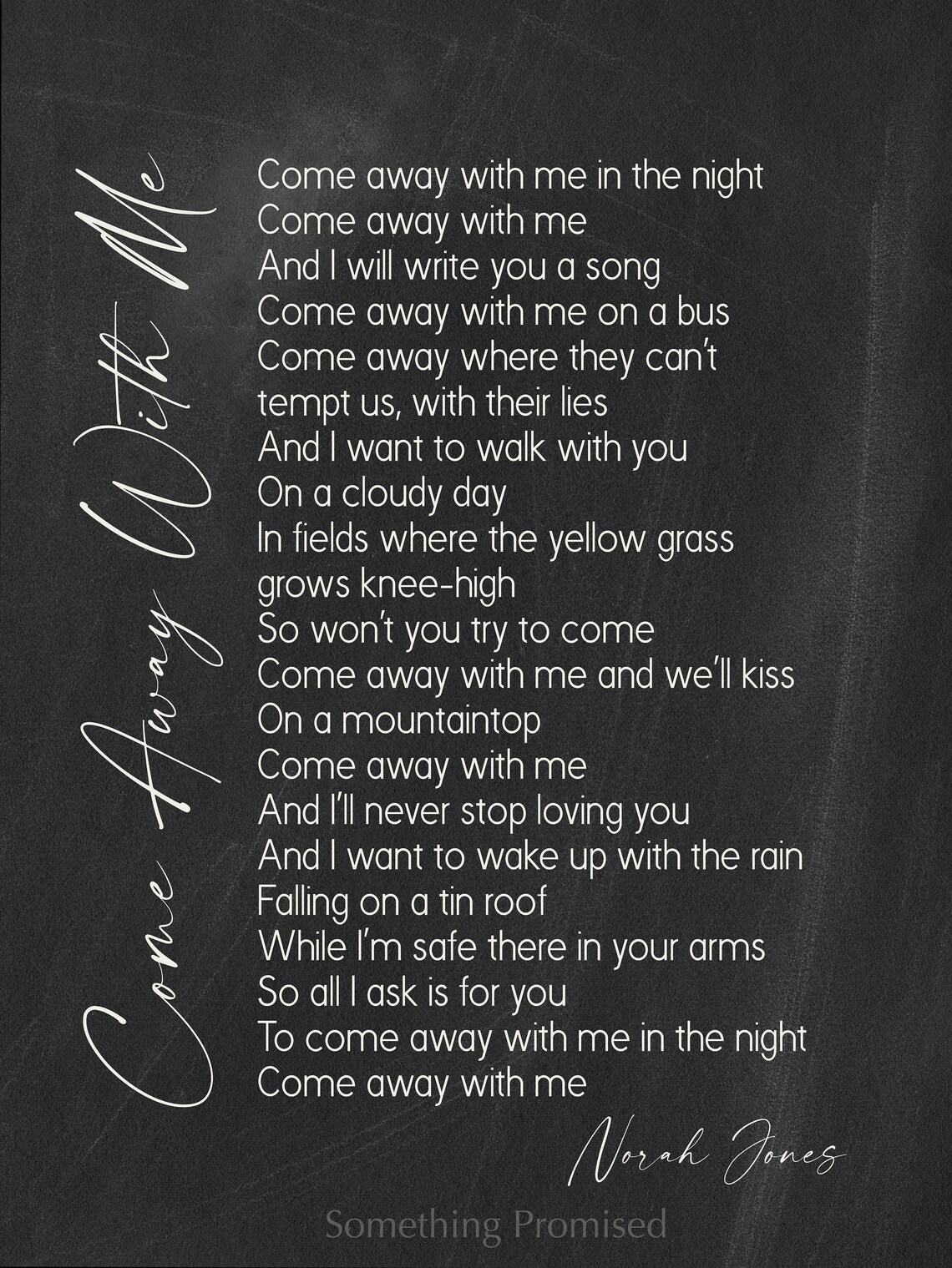Come Away With Me Lyrics on Metal Print on Reclaimed Wood Etsy Come Away With Me Lyrics on Metal Print on Reclaimed Wood Etsy