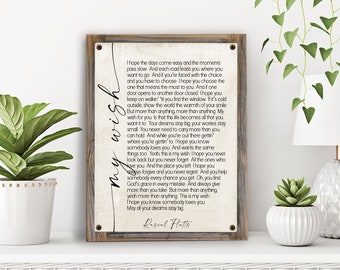 My Wish Lyrics on Metal Print Reclaimed Wood Frame-Grad Gift Idea-Custom Song Lyrics-Music Wall Decor