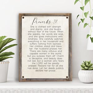 Proverbs Woman-Proverbs 31 Metal Print on Reclaimed Wood Frame-Christian Woman-Mothers Day Gift