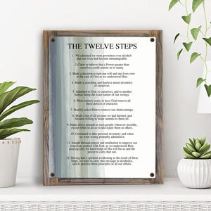The 12 Steps of AA Metal Print on Reclaimed Wood Frame-Recovery Wall Art-Rustic Recovery Art-12 Step Wall Decor-Recovery Gift Idea