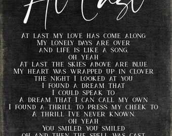 Etta James 'At Last' Song Lyrics Metal Print on Reclaimed Wood