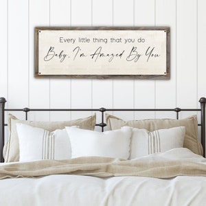 Baby I'm Amazed By You Metal Print on Reclaimed Wood Frame-Above Bed Print-Custom Lyric Sign-Wedding Gift Idea-Unique Couple Gift