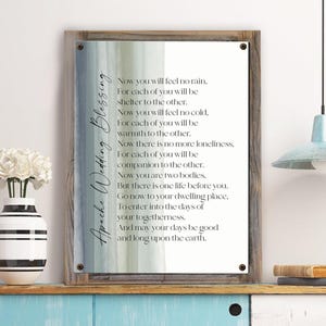 Apache Wedding Blessing Metal Print on Reclaimed Wood Frame-Marriage Poem Decor-Custom Marriage Blessing-Wedding Gift