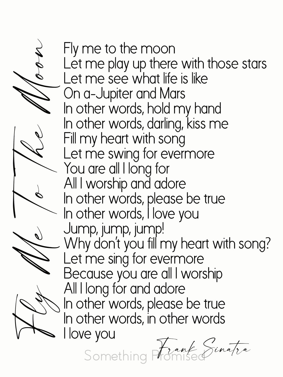 Fly Me To The Moon Lyrics on Metal Print on Reclaimed Wooden Etsy