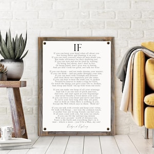 IF Poem by Rudyard Kipling Metal Print on Reclaimed Wood Frame-Graduation Gift-Gift For Son-Masculine Gift-Grad Gift Idea