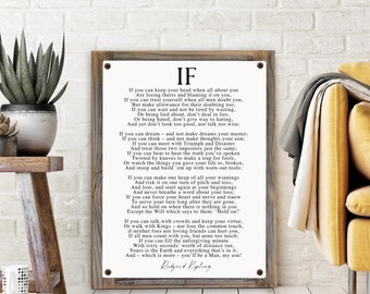 IF Poem by Rudyard Kipling Metal Print on Reclaimed Wood Frame-Graduation Gift