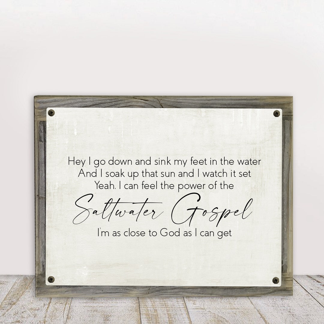 Saltwater Gospel Worship Song Lyrics on Vintage Metal Print on