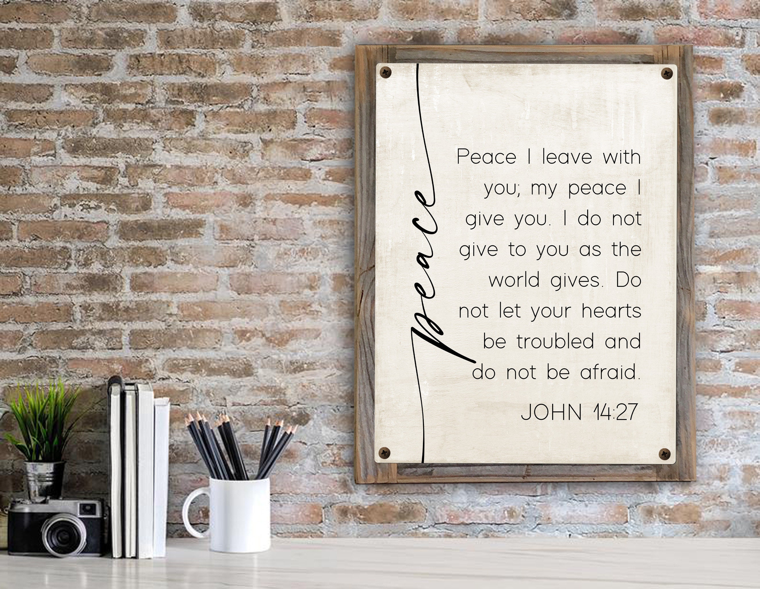 Scripture Sign-peace I Leave With You-metal Print on Reclaimed