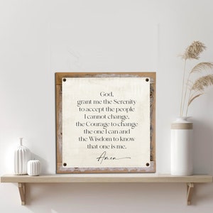 Alanon Serenity Prayer Vintage Metal Print on Reclaimed Wood Frame-Recovery Prayer-Recovery Gifts-12 Step Prayers-ACA Serenity Prayer