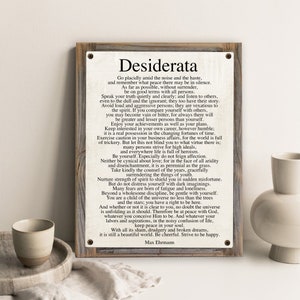 Desiderata Poem on Metal Print-Reclaimed Wood Frame-Max Ehrmann Wall Art-Inspirational Wall Art-Motivational Decor-Man Gift Idea image 1