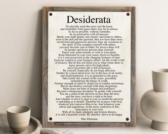 Desiderata Poem on Metal Print-Reclaimed Wood Frame-Max Ehrmann Wall Art-Inspirational Wall Art-Motivational Decor-Man Gift Idea