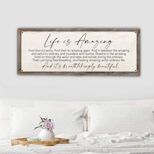 Life Is Amazing Metal Print on Reclaimed Wood Frame-L.R. Knost Poem-Inspirational Wall Sign-Gifts That Inspire-Encouragement Gifts-Rustic