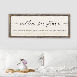 Custom Scripture Sign on Metal Print-Reclaimed Wood Frame-Custom Bible-Over Bed Scripture Sign-Over Couch Scripture Art-Over bed Bible Sign