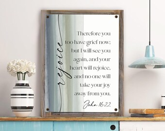 Your Heart Will Rejoice Metal Print On Reclaimed Wood Frame-John 16:22 Rustic Bible Art-Watercolor Scripture-Christian Gift