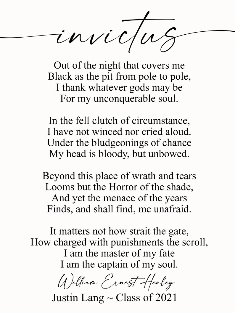 Invictus Poem on Metal Print-reclaimed Wood-grad Gift for Boy-gift for ...