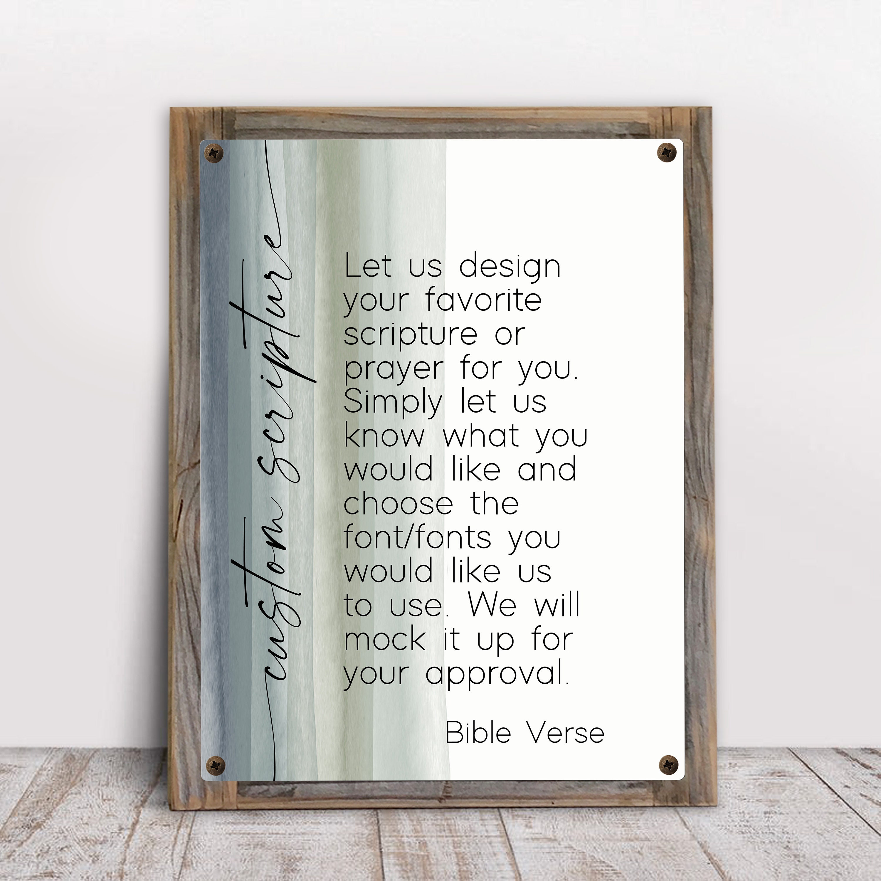 CUSTOM Scripture on Metal Print on Reclaimed Wood Frame-bible VERSE ...