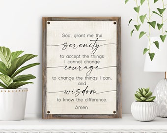 The Serenity Prayer Metal Print on Reclaimed Wood Frame-Recovery Wall Art-Rustic Wall Art-12 Step Wall Decor-Sobriety Gift Idea