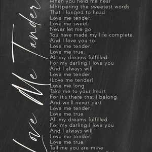 Love Me Tender Song Lyrics on Metal Print on Reclaimed Wood | Etsy