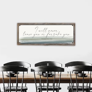 I Will Never Leave You Or Forsake You Metal Print on Reclaimed Wood Frame-Scripture Wall Art-Hebrews 13:5-Rustic Bible Sign