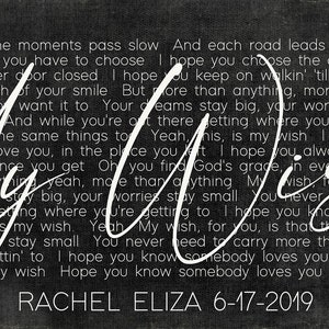 My Wish Lyrics Metal Print on Reclaimed Wood Frame-above Couch Sign