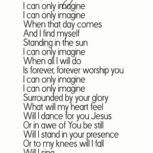 I Can Only Imagine Lyrics on Metal Print on Reclaimed Wood Frame