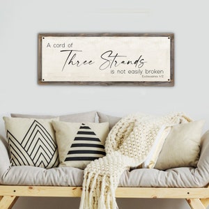 A Three Strand Cord Is Not Easily Broken Metal Print-Reclaimed Wood Frame-Bible Wall Art-Ecclesiastes 4:12-Wedding Gift Couple Unique