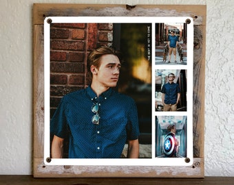 Custom Metal Photo Collage Print: Rustic Reclaimed Wood Frame