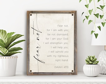 Fear Not Metal Print on Reclaimed Wood Frame-ISAIAH 41:10 Bible Wall Art-Custom Bible Sign-Pastor Gift Idea-Christian Wall Sign