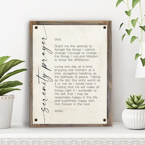 Full Serenity Prayer Metal Print on Reclaimed Wood Frame-Recovery Wall Art-Serenity Prayer Wall Art-12 Step Wall Decor-Reinhold Neibuhr