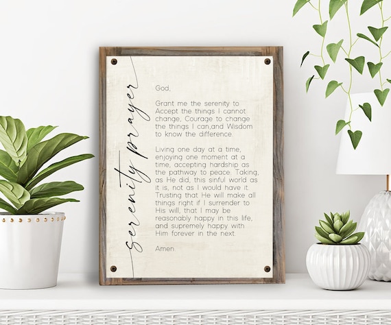 鉛筆画「The prayer」　B5大サイズ Full Serenity Prayer Metal Print on Reclaimed Wood Frame-recovery