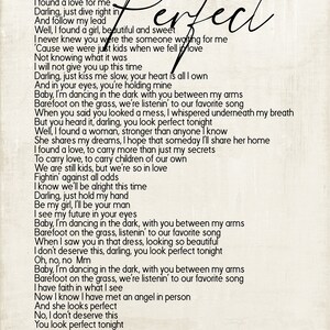 Perfect-Ed Sheeran Song Lyrics on Metal Print on Reclaimed | Etsy