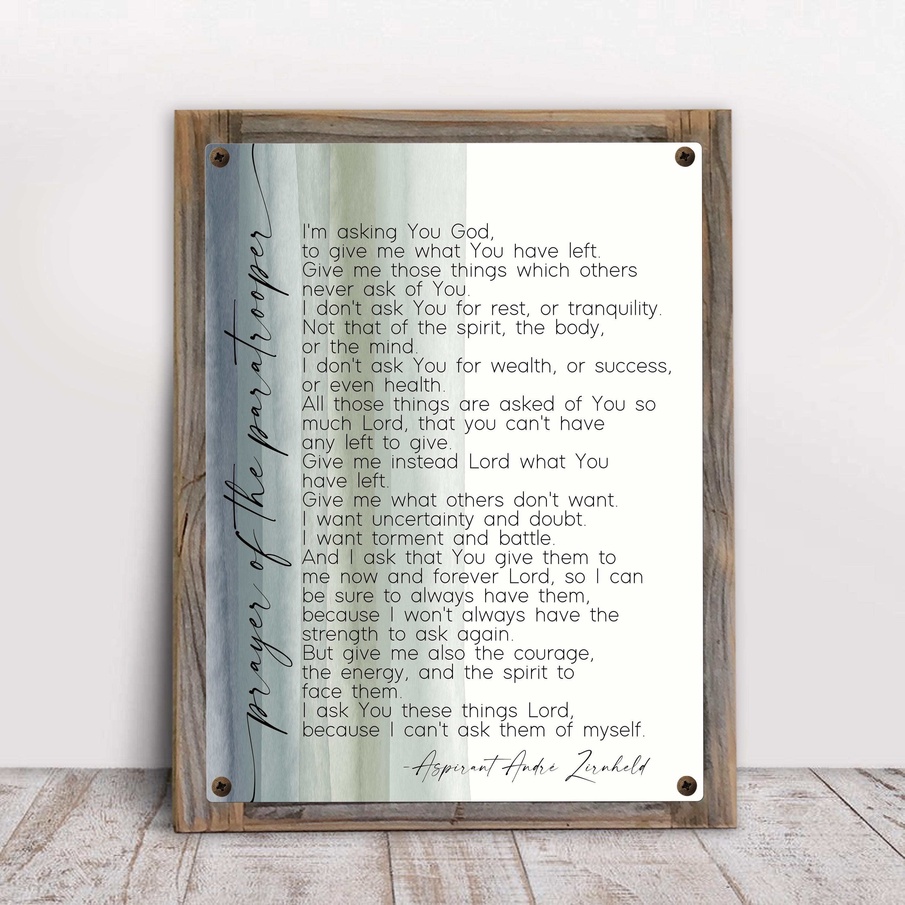 鉛筆画「The prayer」　B5大サイズ Paratrooper's Prayer Metal Print on Reclaimed Wood Frame-la Prière