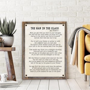Man In The Glass on Metal Print-Reclaimed Wood Frame-Gift For Man-Graduation Gift-Motivational Sign-Gift for Dad-Gift for Son