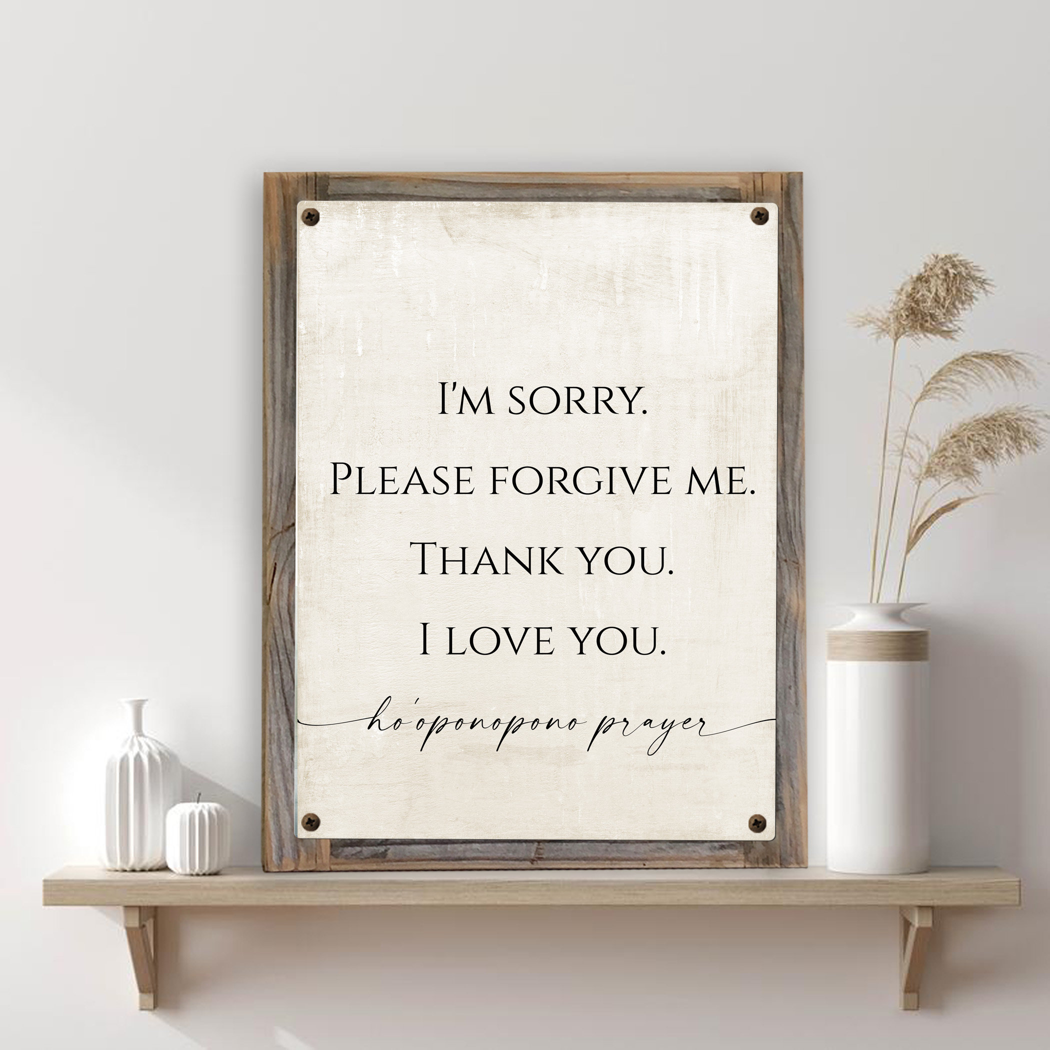 レアSOUL45s Perfection – Please Pardon Me Ho'oponopono Prayer Metal Print on Reclaimed Wood Frame-hawaiian
