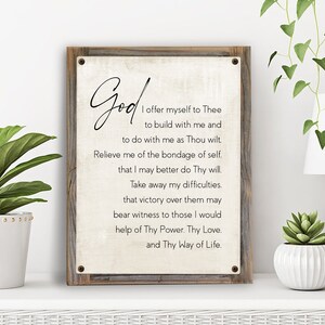 Third Step Prayer Metal Print on Reclaimed Wood Frame-3rd Step Wall Art-Recovery Gift-Recovery Wall Decor-God, I offer myself