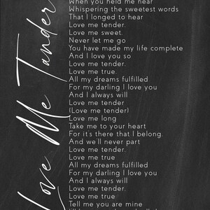 Love Me Tender Song Lyrics on Metal Print on Reclaimed Wood Frame-elvis ...