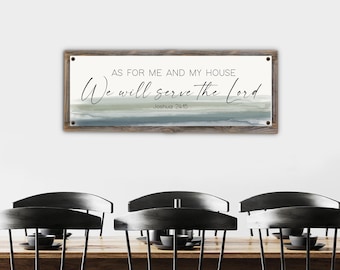 As For Me & My House We Will Serve The Lord on Metal Print on Reclaimed Wood Frame-Joshua 24:15 Scripture Wall Art-Christian Art
