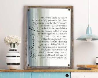 May today there be peace within-St. Therese of Lisieux-Metal Print on Reclaimed Wood Frame-The Little Flower-Catholic Prayer Art