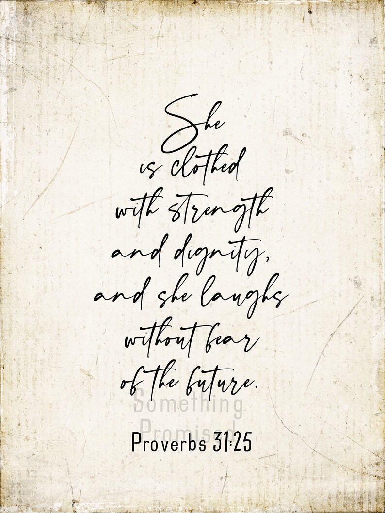 Proverbs Woman Metal Print on Reclaimed Wood Frame-Proverbs 31-25-Scripture Wall Art-Clothed with dignity-Mothers Day Gift-Christian Woman Vintage Natural