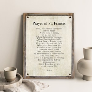 Prayer of St. Francis of Assisi Metal Print on Reclaimed Wood Frame-St. Francis of Assisi Prayer Wall Art-Lord Make Me an Instrument