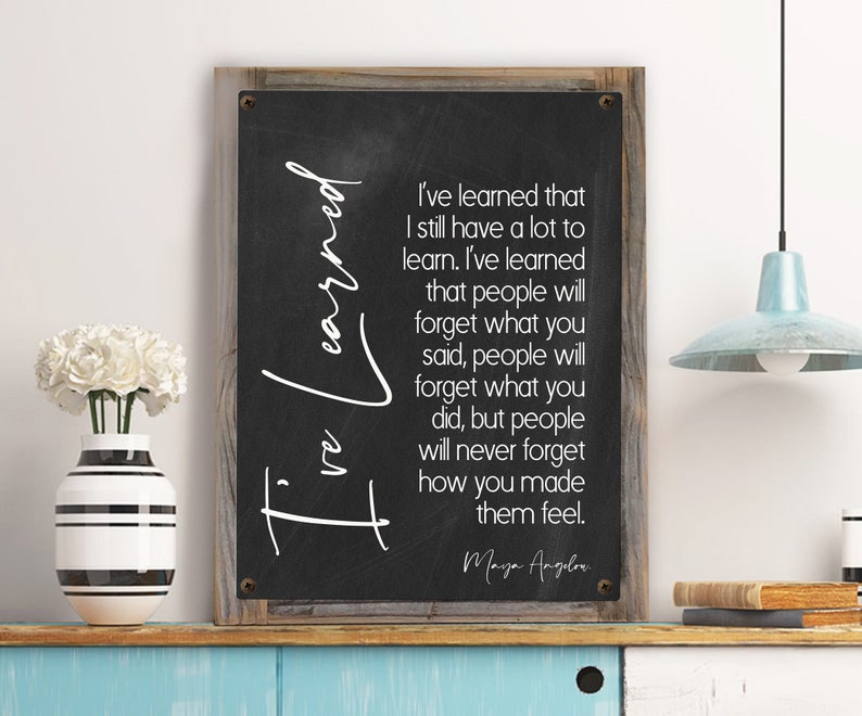 I've Learned by Maya Angelou on Metal Print on Reclaimed Etsy