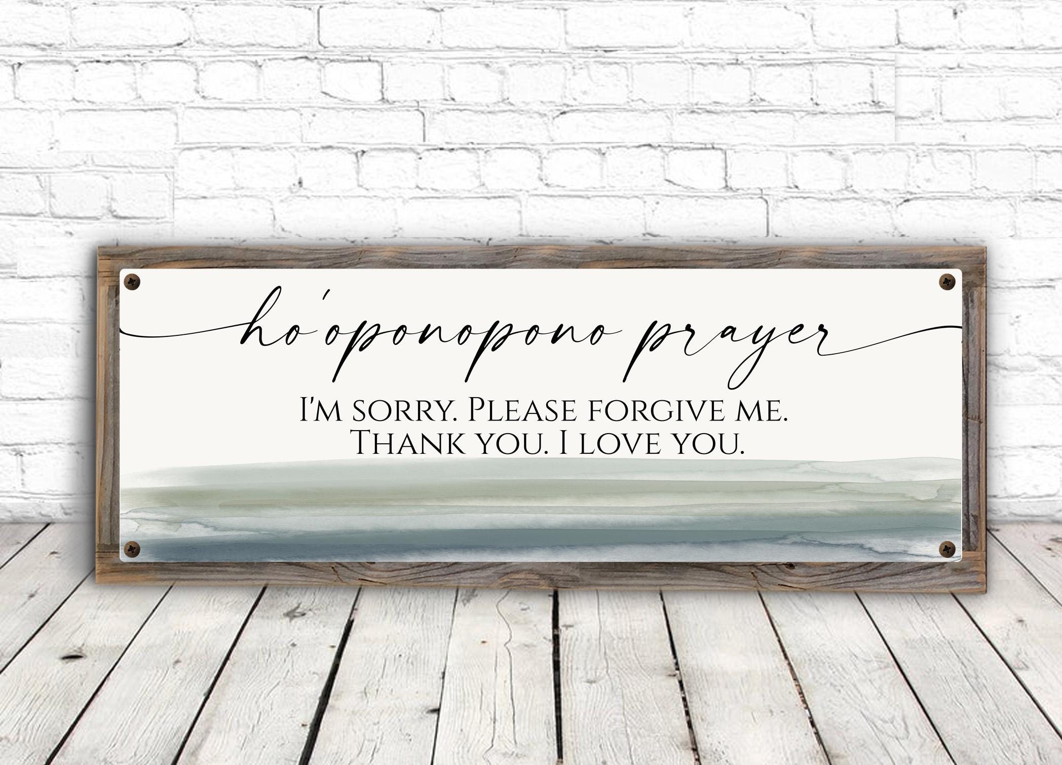 Ho'oponopono Prayer Metal Print on Reclaimed Wood Frame-hawaiian