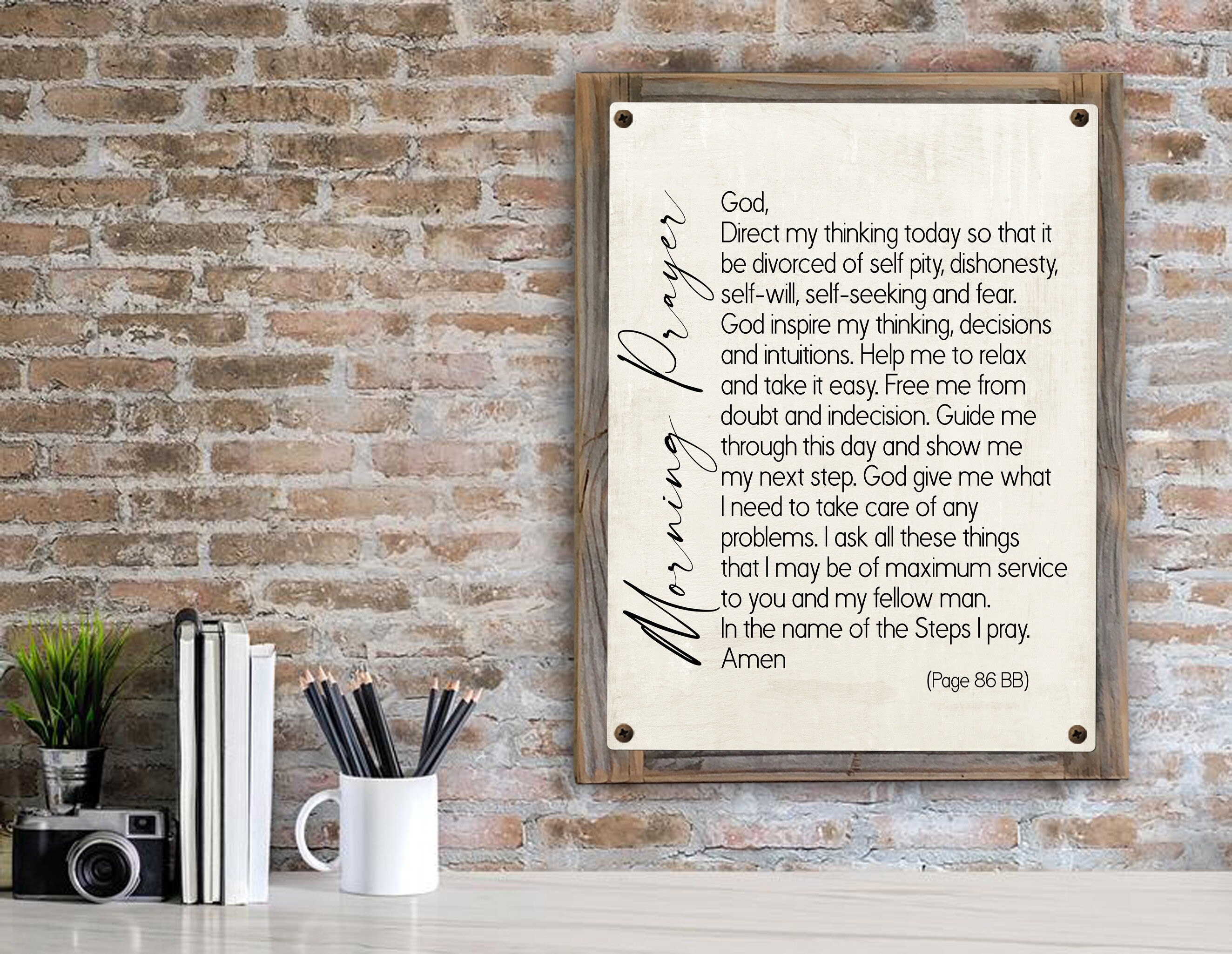 □　画家本人出品 prayer 2022 8,a　A4マット　□ AA Morning Prayer on Metal Print on Reclaimed Wood Frame