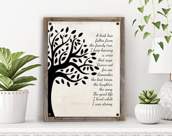 A Limb Has Fallen Poem Metal Print on Reclaimed Wood Frame-Encouragement Gift-Inspirational Signs-Bereavement Gift