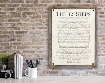 The 12 Steps of AA-Metal Print on Reclaimed Wood Frame-Recovery Wall Art-Rustic Wall Art-Twelve Step Wall Decor-Recovery Gift Idea-Sobriety