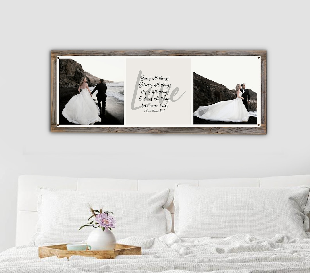 Wedding Photo Collage Metal Print on Reclaimed Wood Frame-master ...