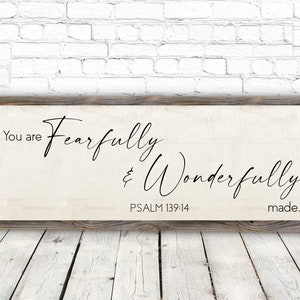 Fearfully and Wonderfully Made Metal Print on Reclaimed Wood Frame-PSALM 139 14-Bible Wall Art-Nursery Wall Art-Over Crib Print