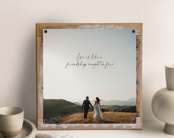 Custom Photo Art on Metal Print w/Reclaimed Wood Frame-Wedding Photo Art-Family Photo Wall Decor-Anniversary Gift-Couples Gift Idea